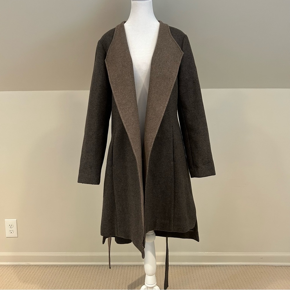 H by Halston Reversible Brown and Dark Brown Open Front Coat